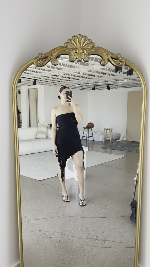 Cleo Mini Dress Asymmetrical (Black)