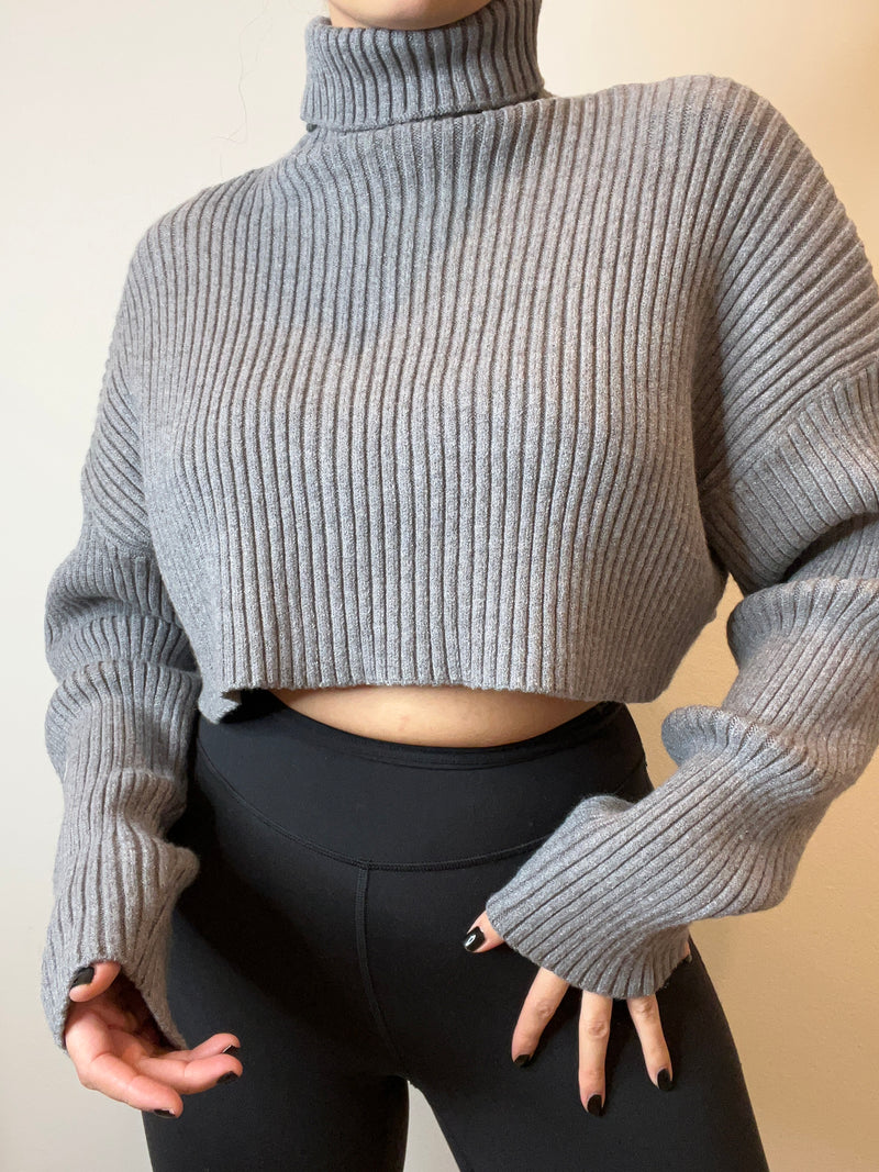 Valeria Cropped Sweater (Grey)
