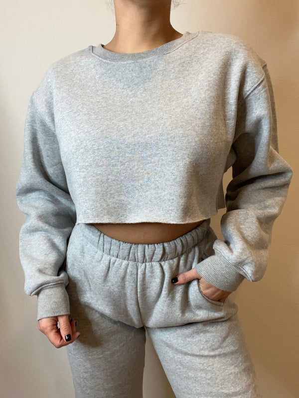 Destiny Cropped Sweatshirt (Heather Grey)