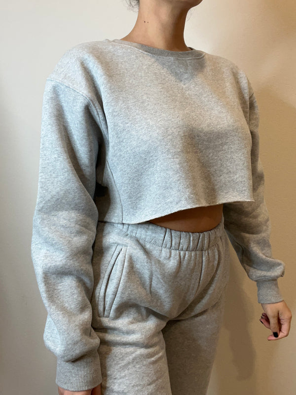 Destiny Cropped Sweatshirt (Heather Grey)
